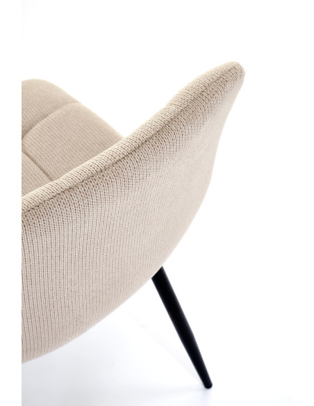 K560 Krzesło Beżowe Pikowane, Tkanina, Nogi Stalowe Czarne - Stylowa Forma
