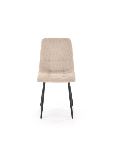 K560 Krzesło Beżowe Pikowane, Tkanina, Nogi Stalowe Czarne - Stylowa Forma