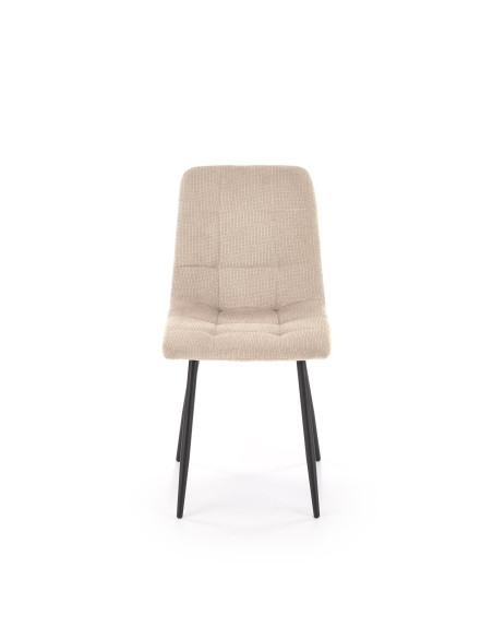 K560 Krzesło Beżowe Pikowane, Tkanina, Nogi Stalowe Czarne - Stylowa Forma