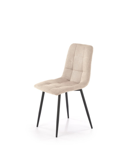 K560 Krzesło Beżowe Pikowane, Tkanina, Nogi Stalowe Czarne - Stylowa Forma