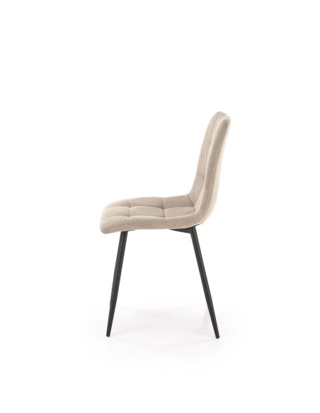 K560 Krzesło Beżowe Pikowane, Tkanina, Nogi Stalowe Czarne - Stylowa Forma