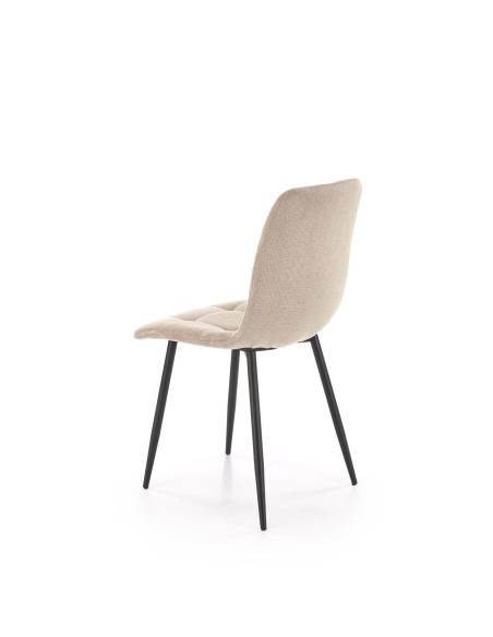 K560 Krzesło Beżowe Pikowane, Tkanina, Nogi Stalowe Czarne - Stylowa Forma