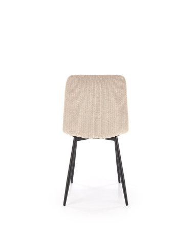 K560 Krzesło Beżowe Pikowane, Tkanina, Nogi Stalowe Czarne - Stylowa Forma