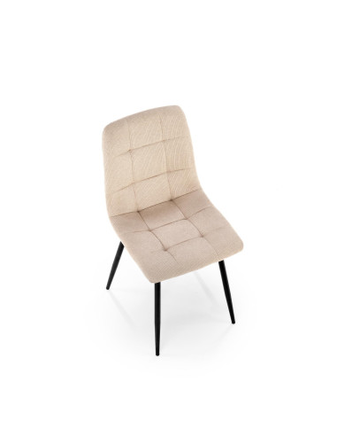 K560 Krzesło Beżowe Pikowane, Tkanina, Nogi Stalowe Czarne - Stylowa Forma