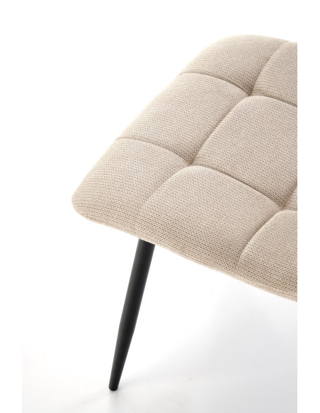 K560 Krzesło Beżowe Pikowane, Tkanina, Nogi Stalowe Czarne - Stylowa Forma