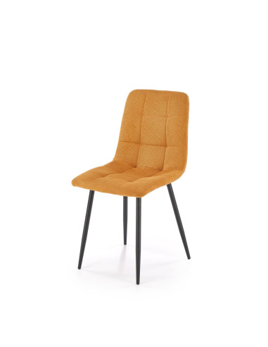 K560 Krzesło Musztardowe Pikowane, Tkanina, Nogi Stalowe Czarne - Stylowa Forma