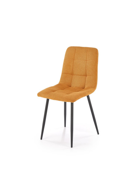 K560 Krzesło Musztardowe Pikowane, Tkanina, Nogi Stalowe Czarne - Stylowa Forma