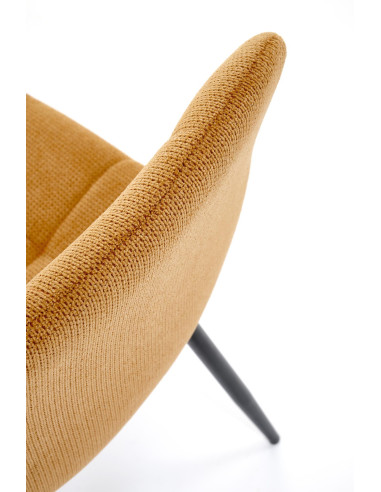 K560 Krzesło Musztardowe Pikowane, Tkanina, Nogi Stalowe Czarne - Stylowa Forma