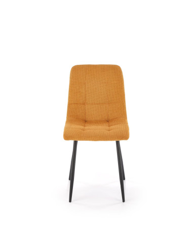 K560 Krzesło Musztardowe Pikowane, Tkanina, Nogi Stalowe Czarne - Stylowa Forma
