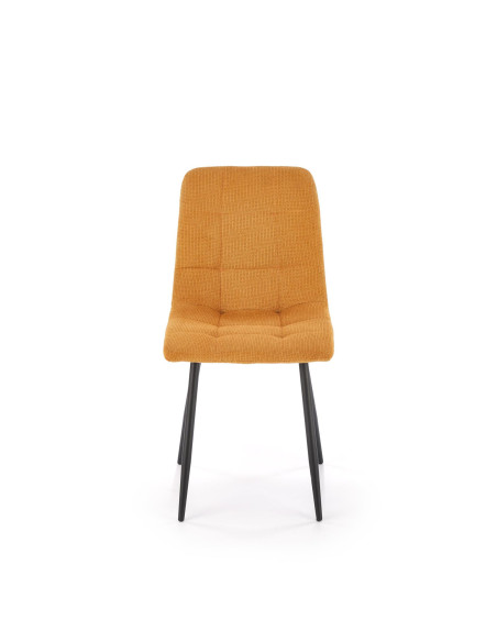 K560 Krzesło Musztardowe Pikowane, Tkanina, Nogi Stalowe Czarne - Stylowa Forma