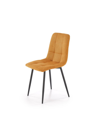 K560 Krzesło Musztardowe Pikowane, Tkanina, Nogi Stalowe Czarne - Stylowa Forma