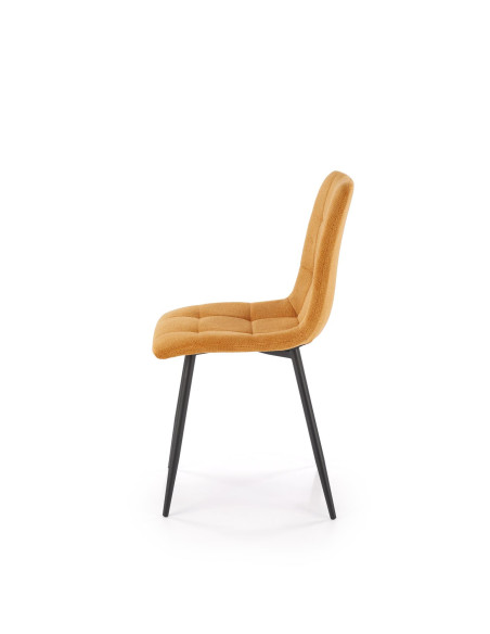 K560 Krzesło Musztardowe Pikowane, Tkanina, Nogi Stalowe Czarne - Stylowa Forma