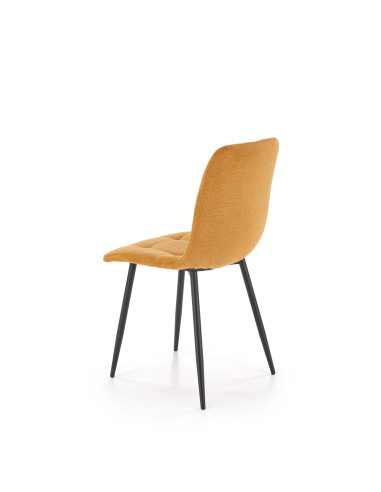 K560 Krzesło Musztardowe Pikowane, Tkanina, Nogi Stalowe Czarne - Stylowa Forma