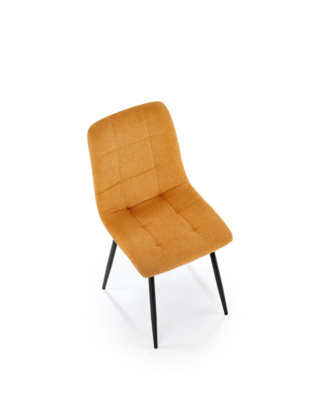 K560 Krzesło Musztardowe Pikowane, Tkanina, Nogi Stalowe Czarne - Stylowa Forma