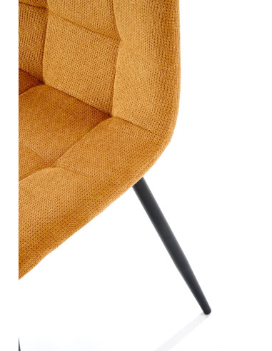 K560 Krzesło Musztardowe Pikowane, Tkanina, Nogi Stalowe Czarne - Stylowa Forma