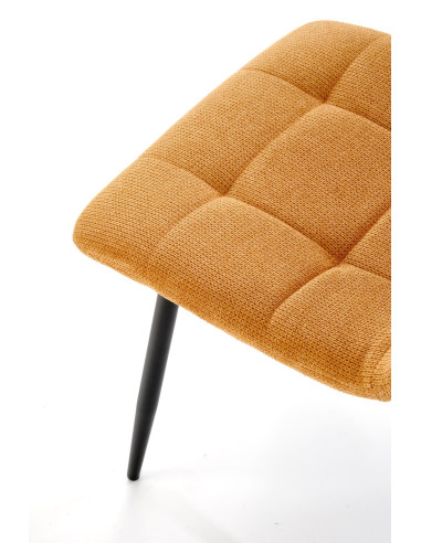 K560 Krzesło Musztardowe Pikowane, Tkanina, Nogi Stalowe Czarne - Stylowa Forma