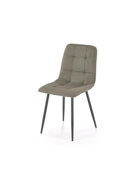 K560 Krzesło Oliwkowe Pikowane, Tkanina, Nogi Stalowe Czarne - Stylowa Forma