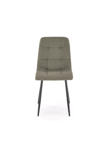 K560 Krzesło Oliwkowe Pikowane, Tkanina, Nogi Stalowe Czarne - Stylowa Forma