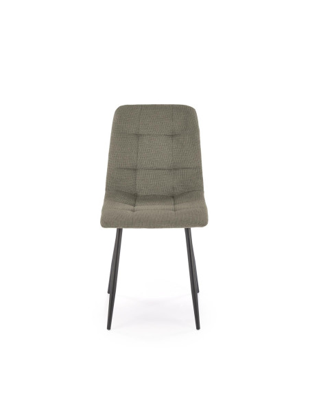 K560 Krzesło Oliwkowe Pikowane, Tkanina, Nogi Stalowe Czarne - Stylowa Forma