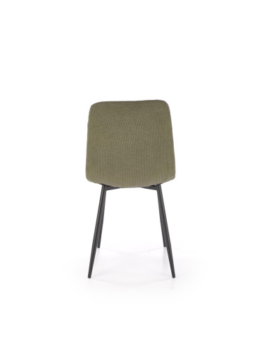 K560 Krzesło Oliwkowe Pikowane, Tkanina, Nogi Stalowe Czarne - Stylowa Forma