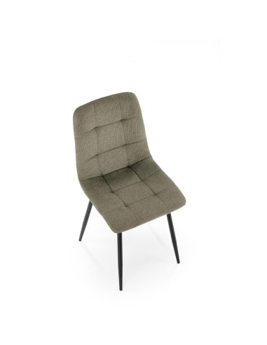 K560 Krzesło Oliwkowe Pikowane, Tkanina, Nogi Stalowe Czarne - Stylowa Forma