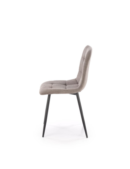 K560 Krzesło Popielate Pikowane, Tkanina, Nogi Stalowe Czarne - Stylowa Forma