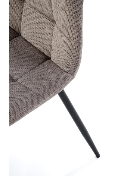 K560 Krzesło Popielate Pikowane, Tkanina, Nogi Stalowe Czarne - Stylowa Forma