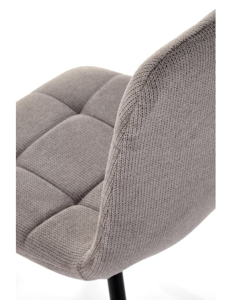 K560 Krzesło Popielate Pikowane, Tkanina, Nogi Stalowe Czarne - Stylowa Forma