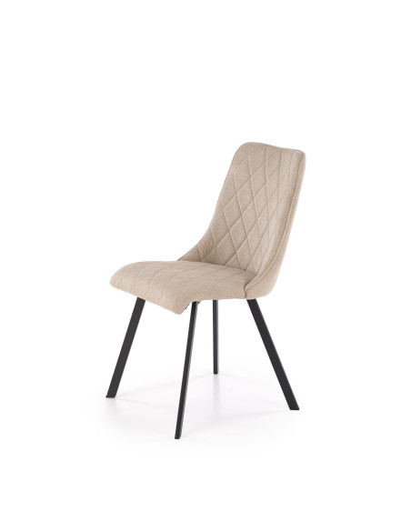 K561 Krzesło Beżowe w Romby, Tkanina VARDO, Nogi Czarne | Elegancki Styl