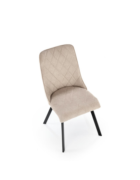 K561 Krzesło Beżowe w Romby, Tkanina VARDO, Nogi Czarne | Elegancki Styl