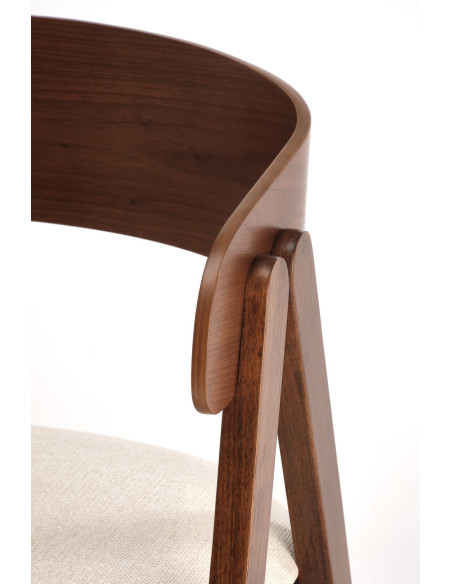 K562 Krzesło Orzechowe/Jasny Beżowy | Drewno Lite, Oparcie Kubełkowe