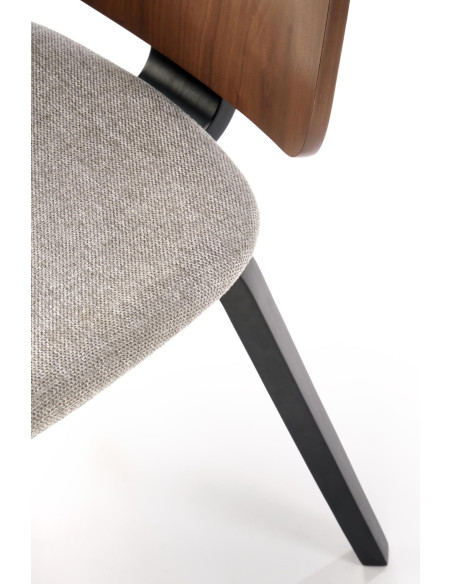 K563 Krzesło Orzechowo-Popielate | Tkanina/Sklejka | Skandynawski Styl