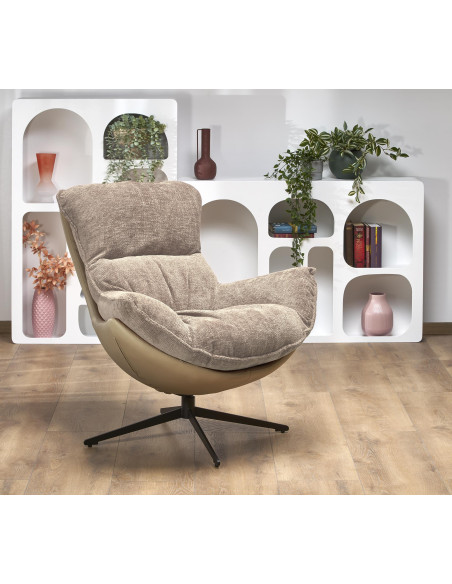 LOBSTER Fotel Wypoczynkowy Obrotowy Beżowy | Tapicerka HAGA | Wygoda Marzeń