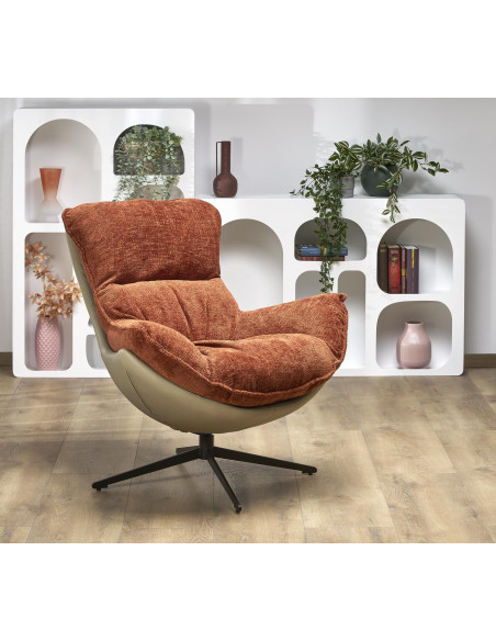 LOBSTER Fotel Wypoczynkowy Obrotowy Cynamonowy | Komfort Absolutny