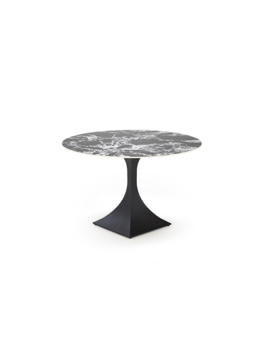 MANUEL Stół Okrągły Fi120/77 cm Spiek Czarny Marmur Podstawa Stalowa Czarna