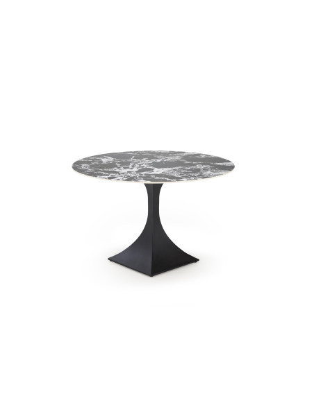 MANUEL Stół Okrągły Fi120/77 cm Spiek Czarny Marmur Podstawa Stalowa Czarna