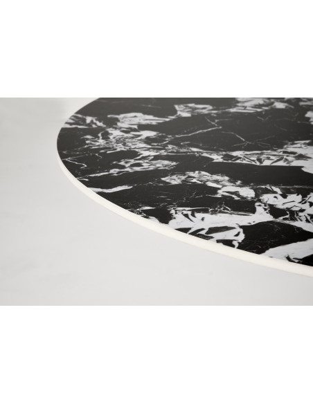 MANUEL Stół Okrągły Fi120/77 cm Spiek Czarny Marmur Podstawa Stalowa Czarna