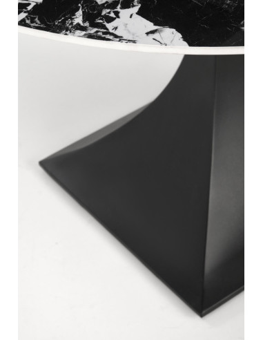 MANUEL Stół Okrągły Fi120/77 cm Spiek Czarny Marmur Podstawa Stalowa Czarna