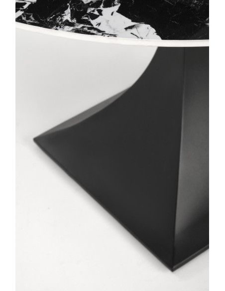 MANUEL Stół Okrągły Fi120/77 cm Spiek Czarny Marmur Podstawa Stalowa Czarna