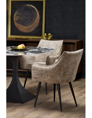 MANUEL Stół Okrągły Fi120/77 cm Spiek Czarny Marmur Podstawa Stalowa Czarna