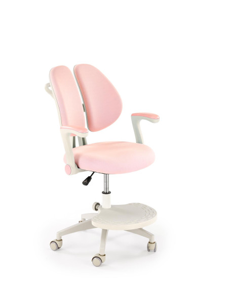 PANCO Fotel Młodzieżowy Różowy | Regulowany Podnóżek oraz Oparcie