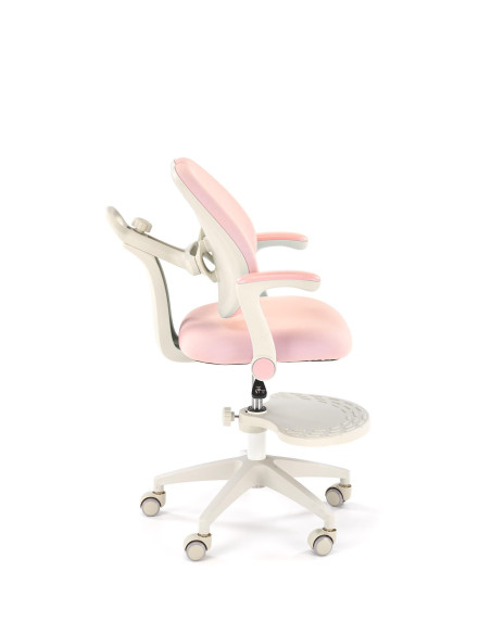 PANCO Fotel Młodzieżowy Różowy | Regulowany Podnóżek oraz Oparcie