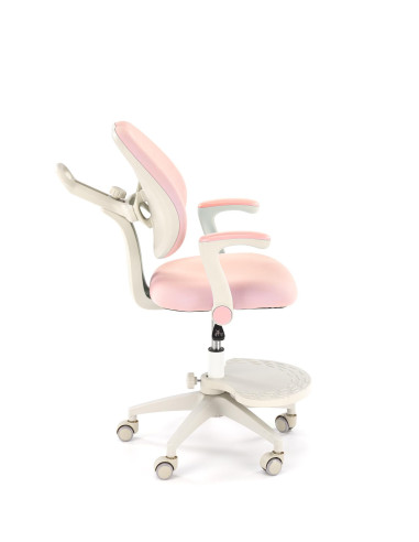 PANCO Fotel Młodzieżowy Różowy | Regulowany Podnóżek oraz Oparcie