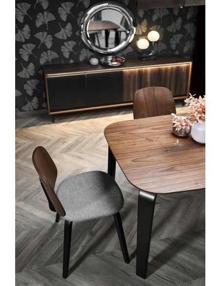 PEDRO Stół 160/90/75 cm Blat Orzechowy Nogi Czarne Drewniane Profilowane