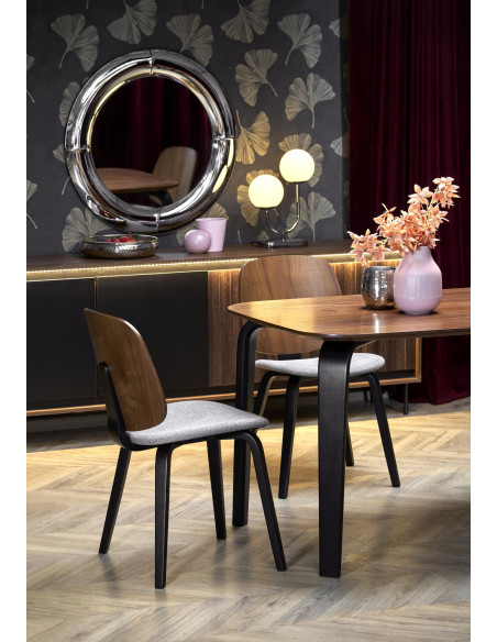 PEDRO Stół 160/90/75 cm Blat Orzechowy Nogi Czarne Drewniane Profilowane