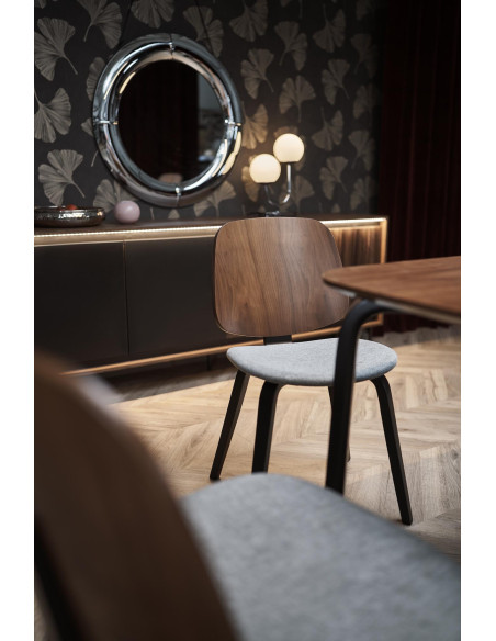 PEDRO Stół 160/90/75 cm Blat Orzechowy Nogi Czarne Drewniane Profilowane