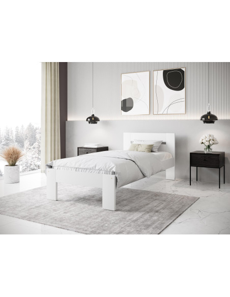 MATILDA 90x200 cm Łóżko Bukowe Białe Ze Stelażem | Natura i Styl