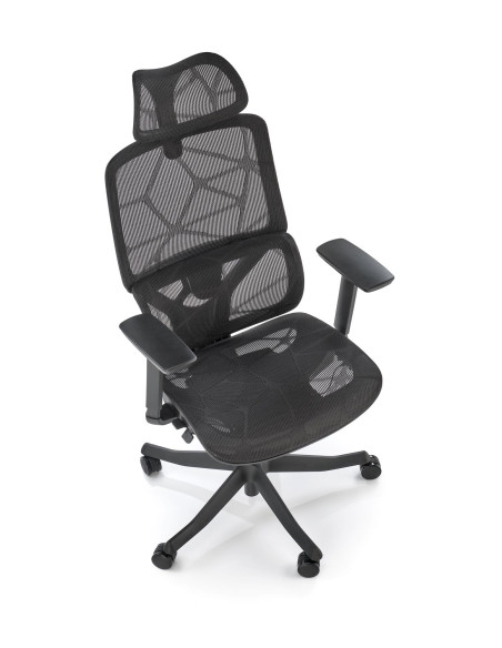 OSVALDO Fotel Czarny | Regulacja Podłokietników, Zagłówka, Podparcia Pleców