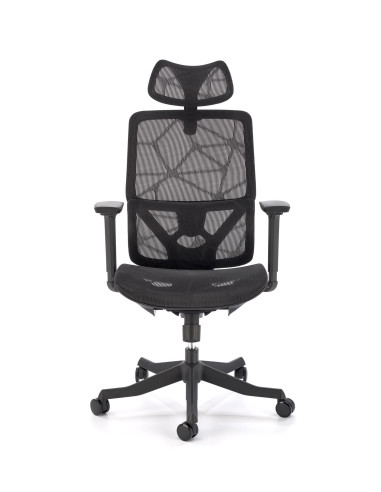 OSVALDO Fotel Czarny | Regulacja Podłokietników, Zagłówka, Podparcia Pleców