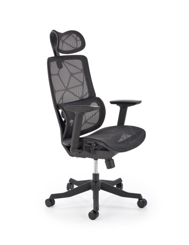 OSVALDO Fotel Czarny | Regulacja Podłokietników, Zagłówka, Podparcia Pleców